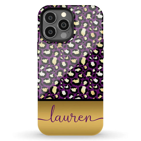 Golden Leopard Personalized Name iPhone Case