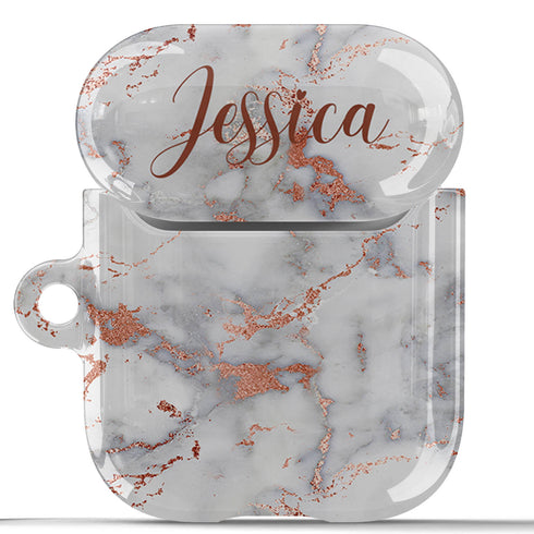 Trendy Marble Custom Name AirPods Case