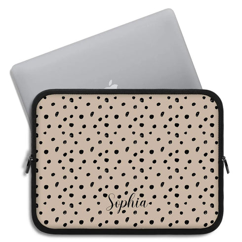 Spotted Dots Custom Name Laptop Sleeve