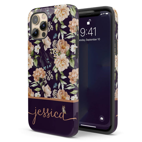 Blooming Flowers Custom Name iPhone Case