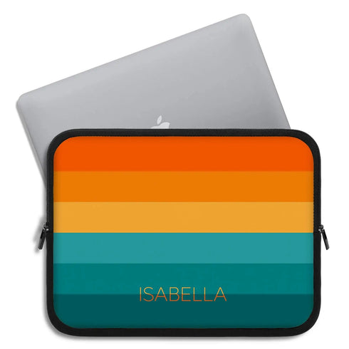 Orange Teal Rainbow Custom Name Laptop Sleeve