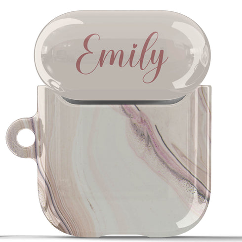 Nude Marble Custom Name AirPods Case
