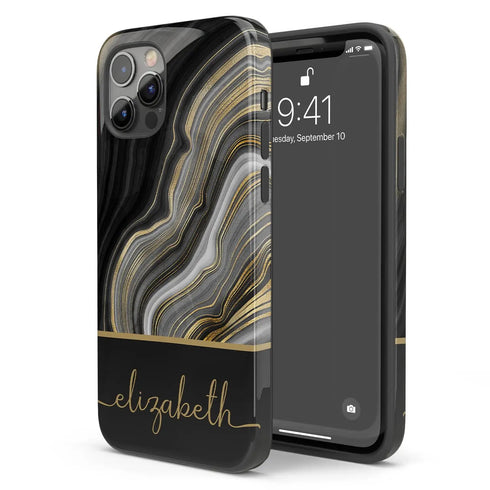 Black Agate Custom Name iPhone Case
