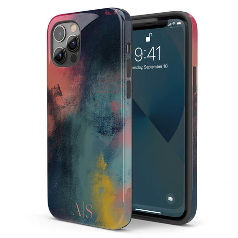 Colorful Abstract Oil Paint Custom Initials iPhone Case