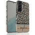 Grey & Peach Personalized Name Leopard Galaxy Case