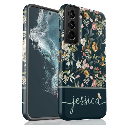 Elegant Flowers Custom Name Galaxy Case