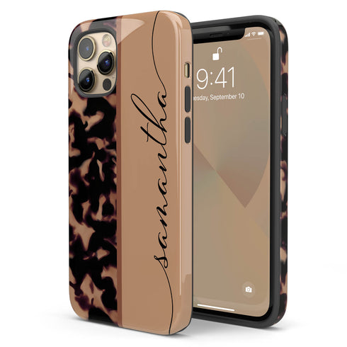 Tortoiseshell Custom Calligraphy Name iPhone Case