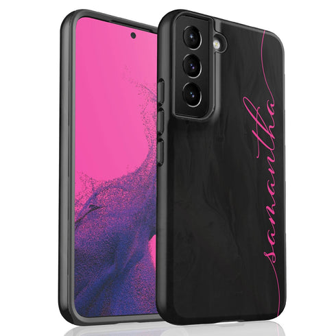 Personalized Name Calligraphy Galaxy Case - Black & Hot Pink