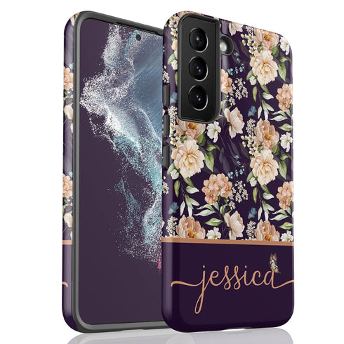 Blooming Flowers Custom Name Galaxy Case