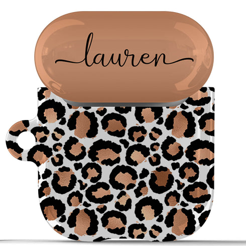 Golden Leopard Personalized Name AirPods Case