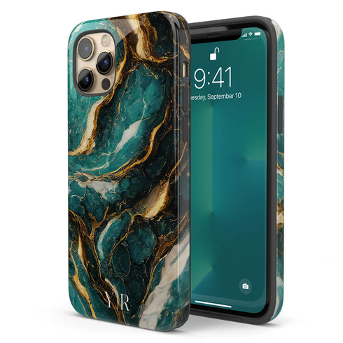 Cracked Marble Custom Initials iPhone Case