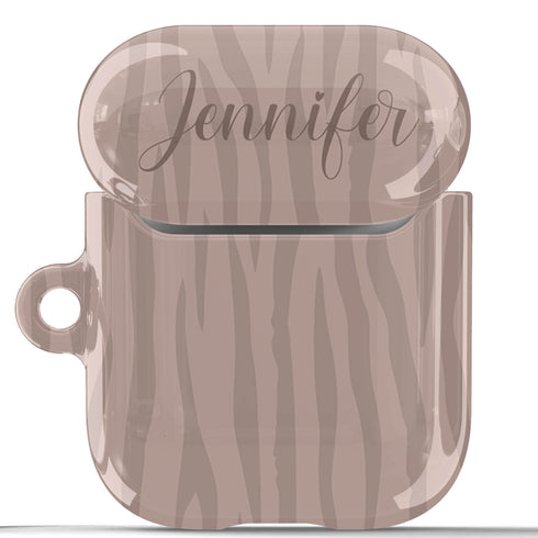 Nude Zebra Custom Name AirPods Case