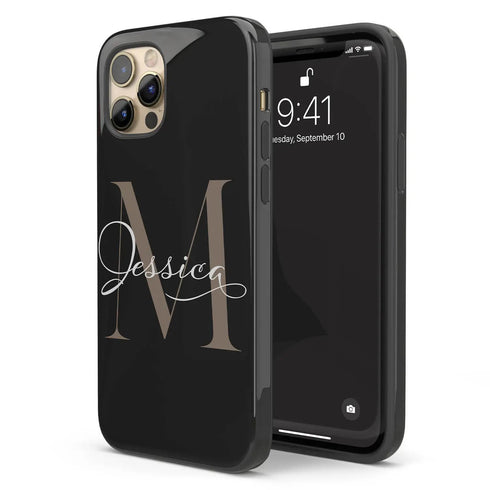 Monogram Personalized Solid Black iPhone Case