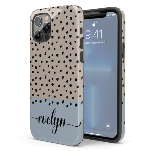 Speckled Dots Custom Name iPhone Case