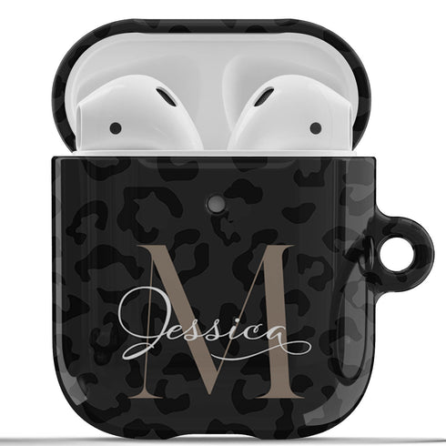Monogram Personalized Dark Leopard AirPods Case