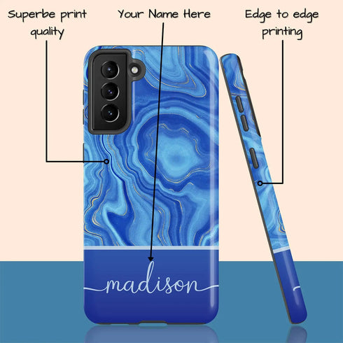 Blue Agate Custom Name Galaxy Case