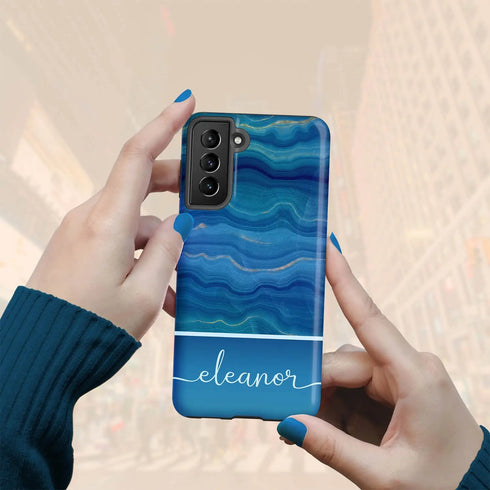 Blue Agate Custom Name Galaxy Case