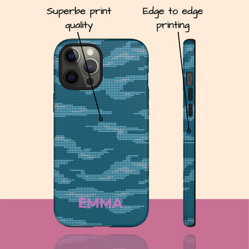 Digital Camo Custom Name Women's iPhone Case