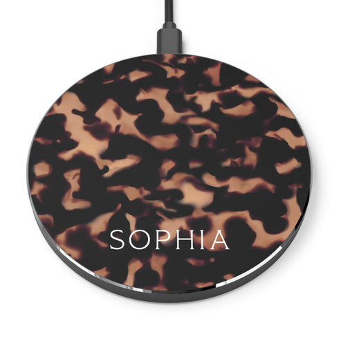 Tortoiseshell Custom Name Wireless Charger Pad