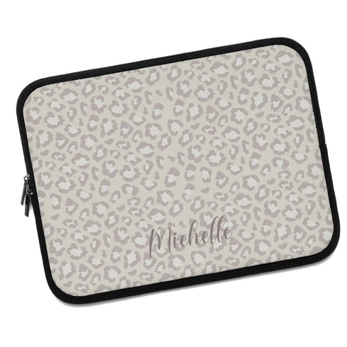 Nude Leopard Custom Name Laptop Sleeve