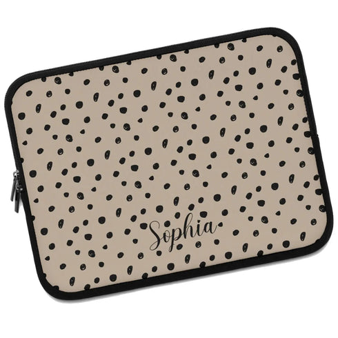 Spotted Dots Custom Name Laptop Sleeve