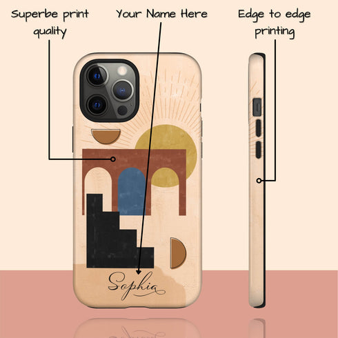 Abstract Shapes Custom Name iPhone Case