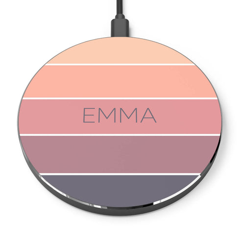 Ombre Stripes Custom Name Wireless Charger Pad