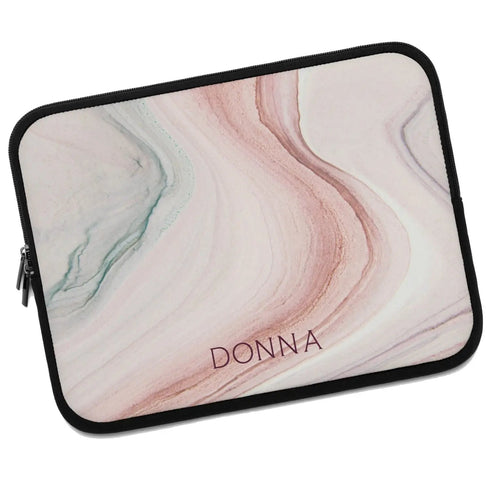 Nude Marble Custom Name Laptop Sleeve