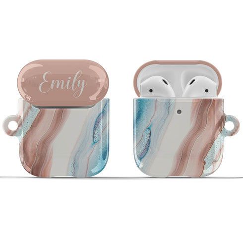 Nude Marble Custom Name AirPods Case