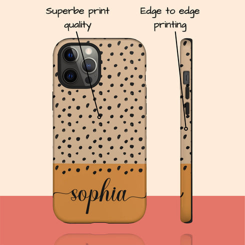 Speckled Dots Custom Name iPhone Case