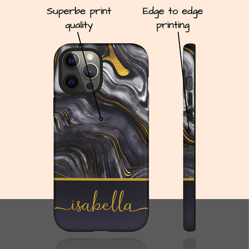 Black Agate Custom Name iPhone Case