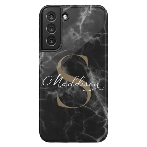 Monogram Personalized Black Marble Galaxy Case