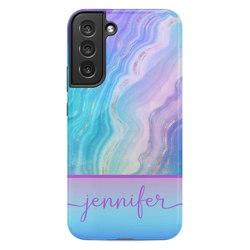 Neon Rainbow Agate Custom Name Galaxy Case
