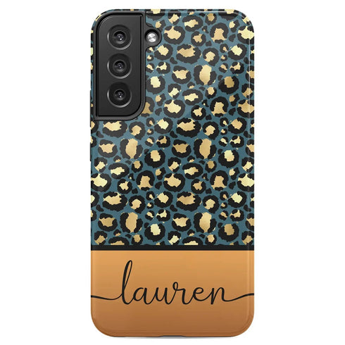 Golden Leopard Personalized Name Galaxy Case