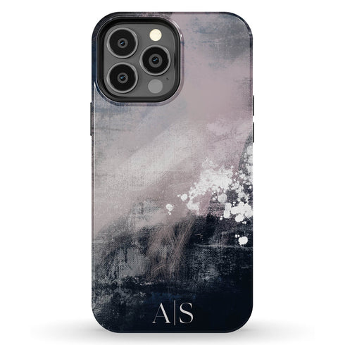 Dark Abstract Oil Paint Custom Initials iPhone Case