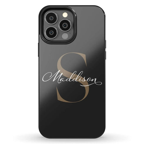 Monogram Personalized Solid Black iPhone Case