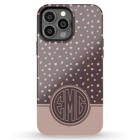 Spotted Dots Personalized Monogram iPhone Case