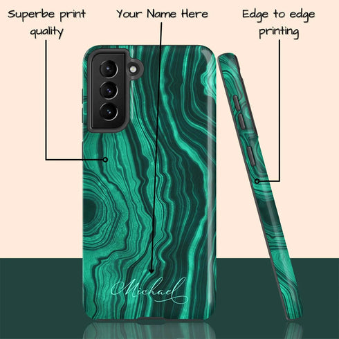 Malachite Marble Agate Custom Name Galaxy Case