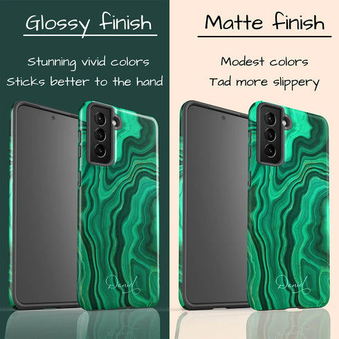 Malachite Marble Agate Custom Name Galaxy Case