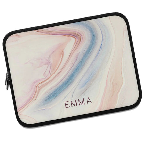Nude Marble Custom Name Laptop Sleeve