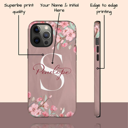 Cherry Blossom Monogram Personalized iPhone Case