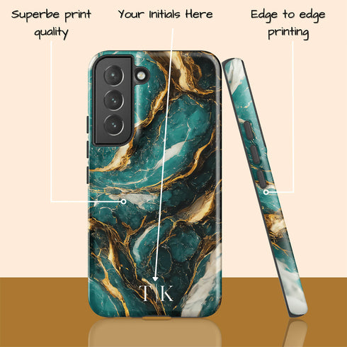 Cracked Marble Custom Initials Galaxy Case