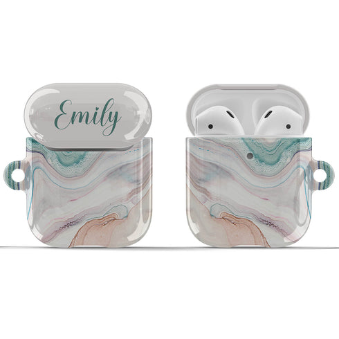 Nude Marble Custom Name AirPods Case
