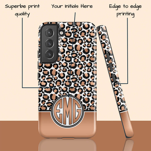 Golden Leopard Personalized Monogram Galaxy Case
