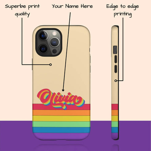 LGBTQ Pride Rainbow Custom Retro Name iPhone Case