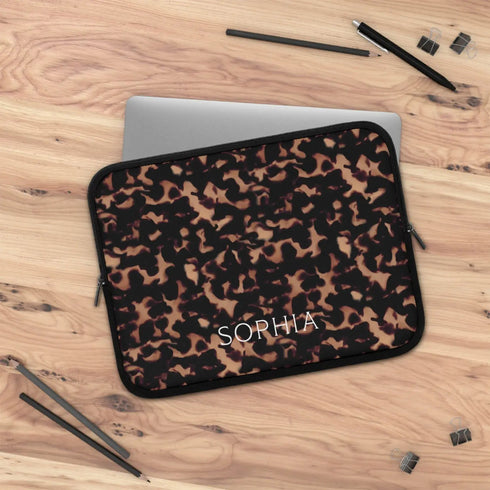 Tortoiseshell Custom Name Laptop Sleeve