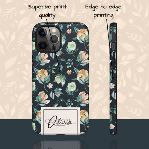 Delicate Flowers Custom Name iPhone Case