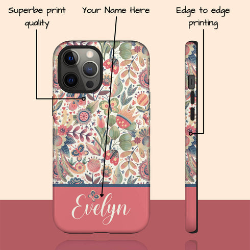 Cute Butterflies Custom Name iPhone Case