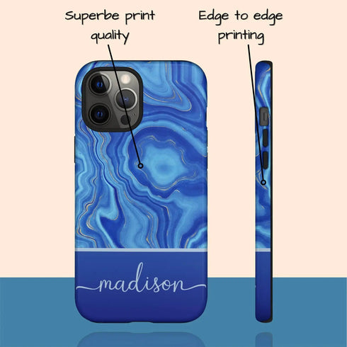 Blue Agate Custom Name iPhone Case