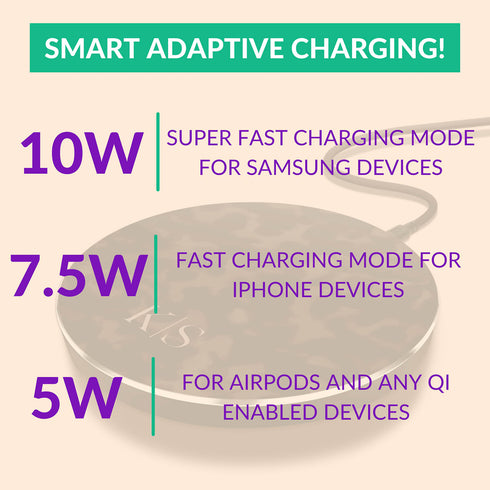 Dark Tortoiseshell Custom Initials Wireless Charger Pad